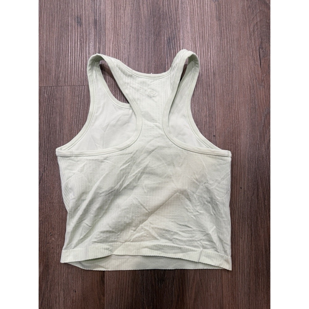 Lululemon Tank Top Womens 6 Ebb To Street Racerback Cropped Green Ribbed Gym